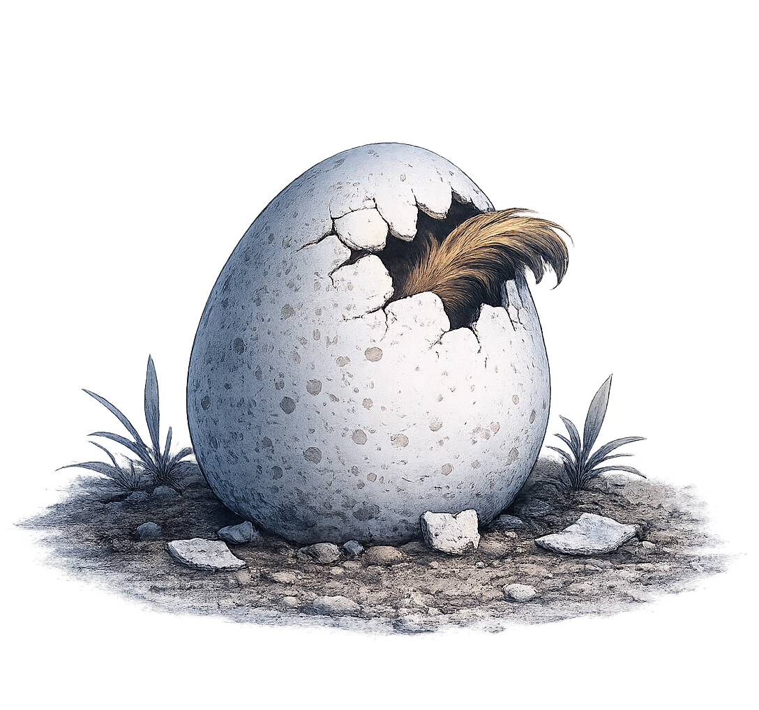 A form card hatching from an egg to represent building a GriffinForms workflow